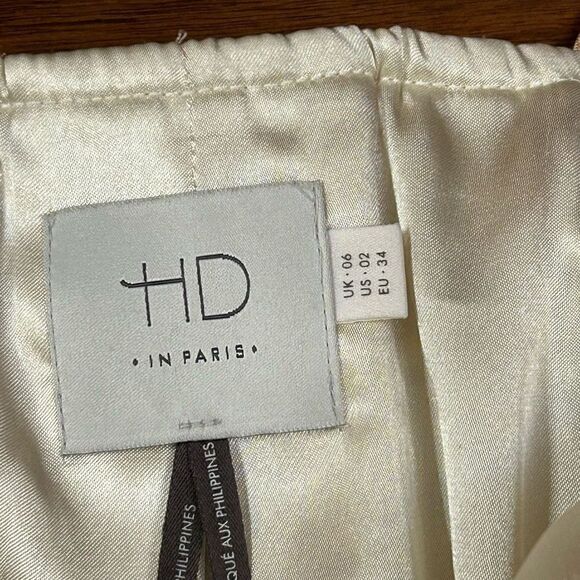 HD in Paris size 2 Anthropologie peach chevron linen lined top - Picture 5 of 7